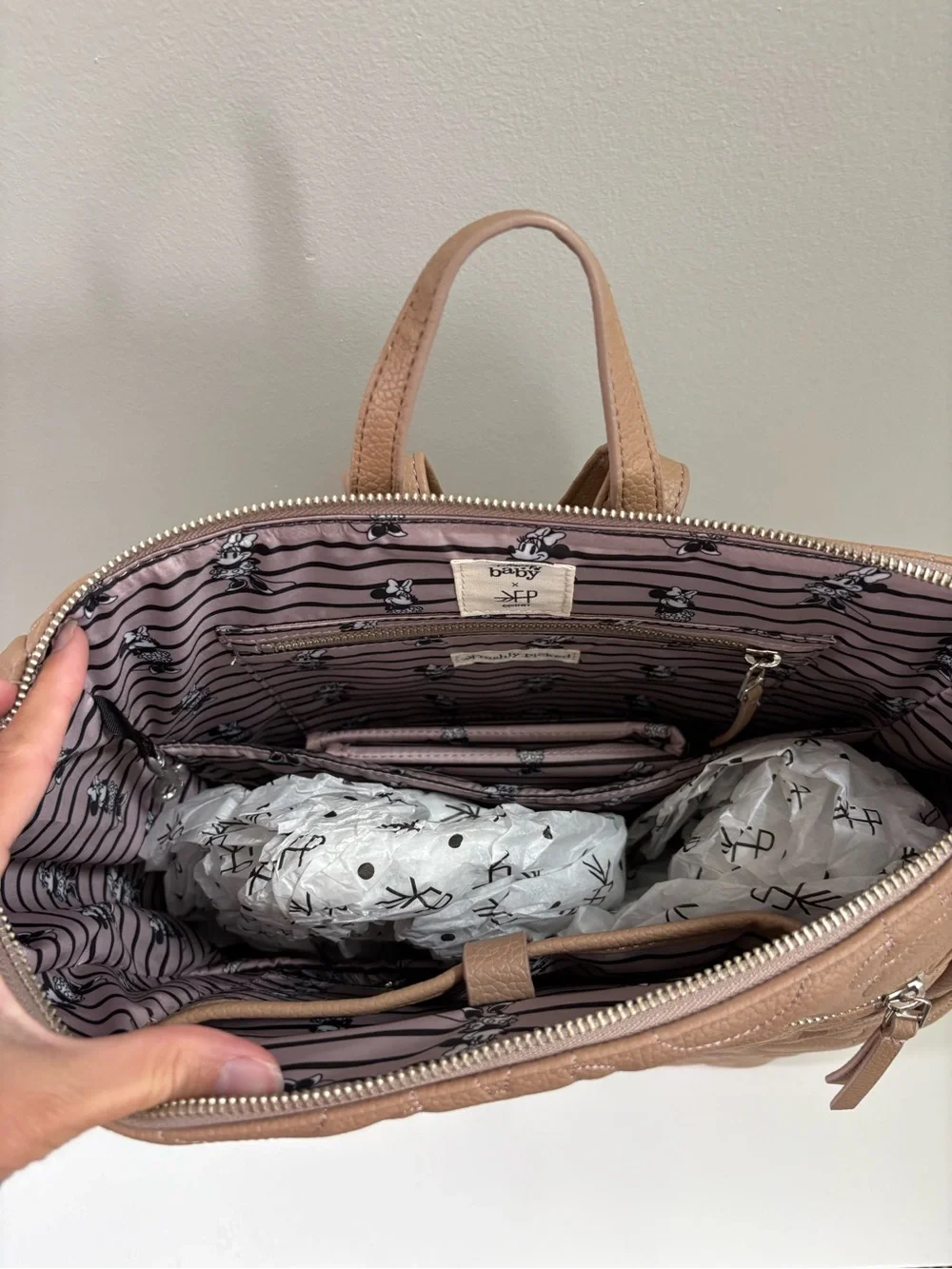 Freshly Picked Disney Baby Minnie Mouse Minimal Quilted Vegan Leather Diaper Bag